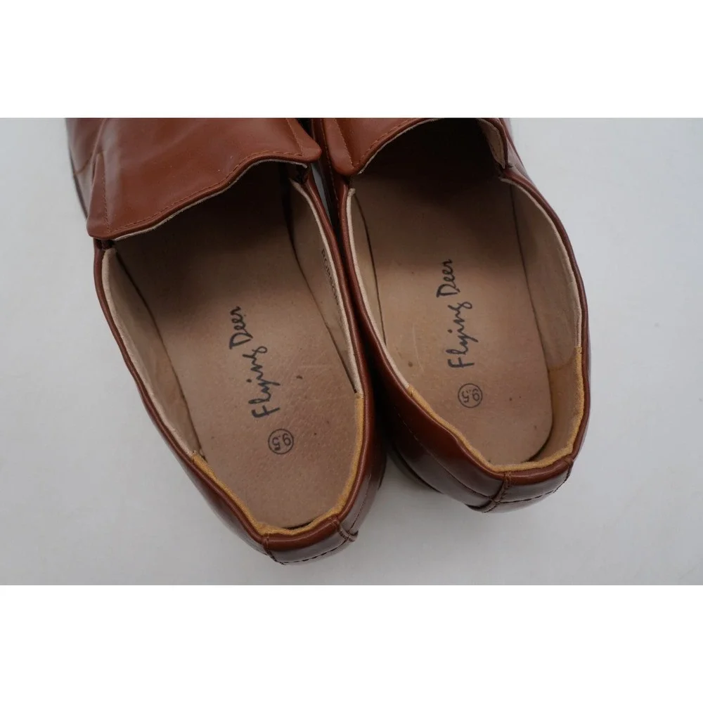 Flying Deer Robson Dress Shoes Slip On Oxford Brown Mens Size 9.5